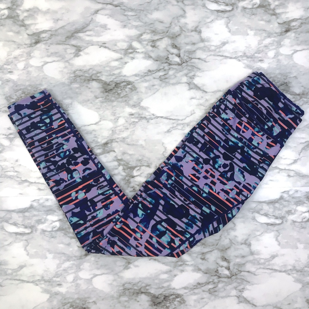 Zella Multicolor Striped Splatter Leggings XS